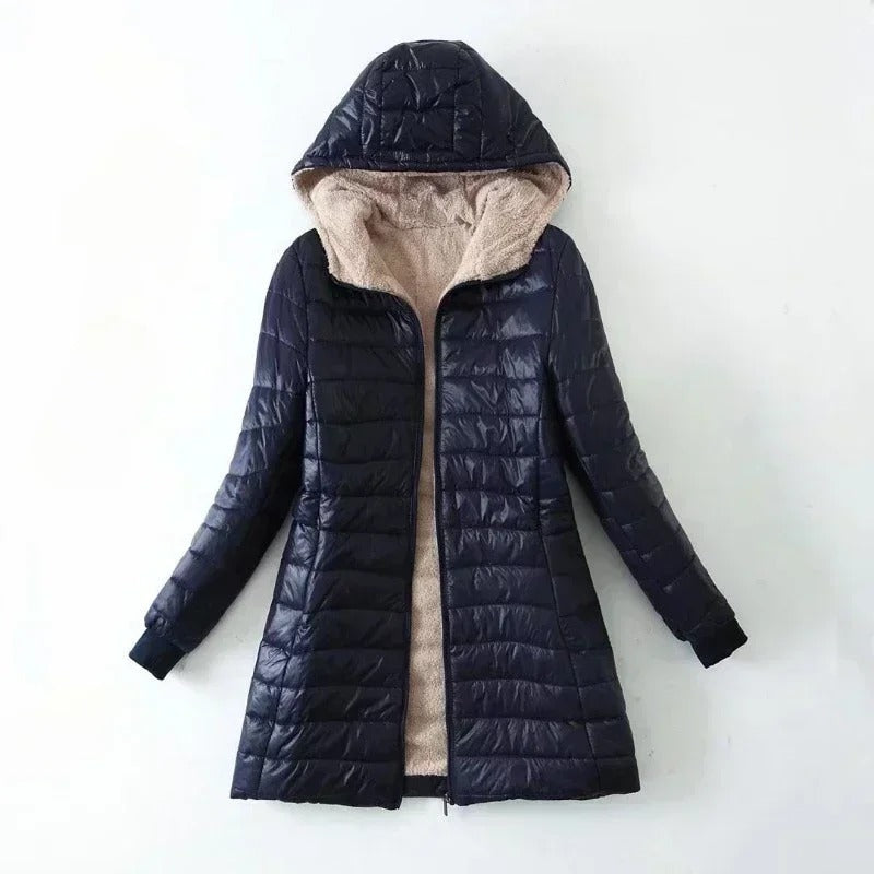 Sherpa-Lined Quilted Hooded Jacket