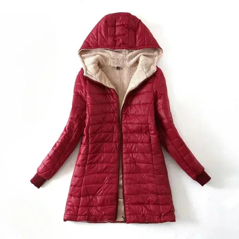 Sherpa-Lined Quilted Hooded Jacket