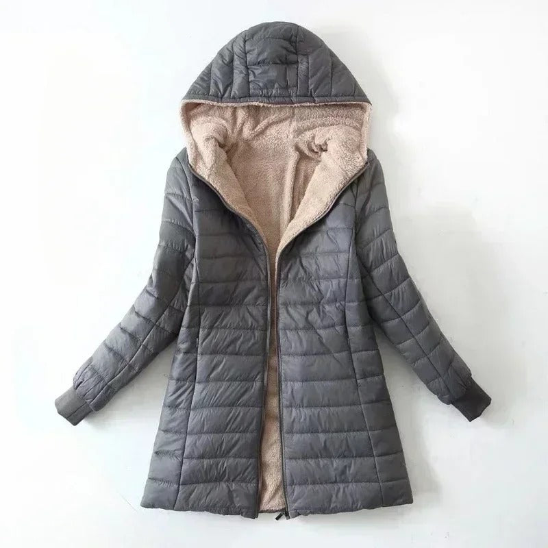 Sherpa-Lined Quilted Hooded Jacket