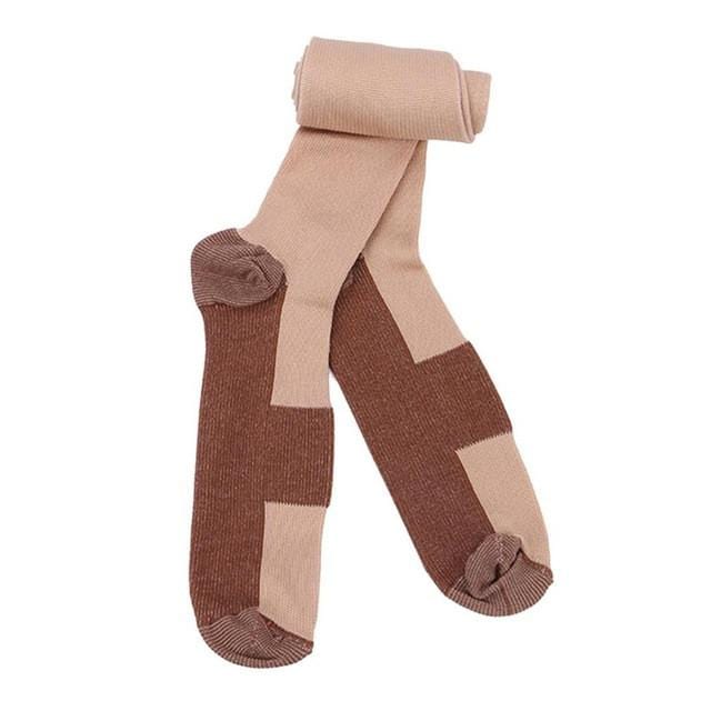 Beige Copper Compression Socks