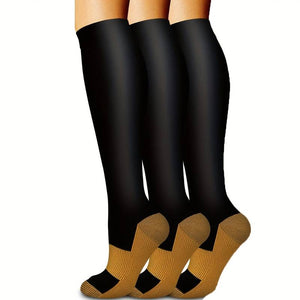 3 Pack Copper Compression Socks - Compression Socks for Women and Men - Compression Knee High Socks