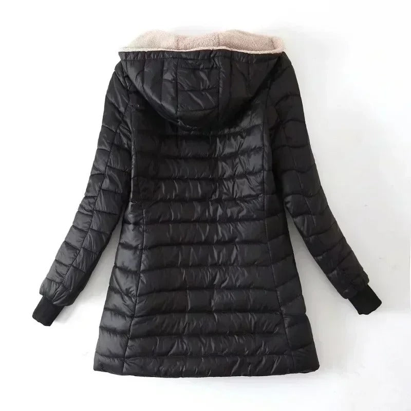 Women's Sherpa-Lined Quilted Hooded Jacket